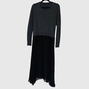 French Connection Cotton Long Sleeve w/ Sheer Skirt - Grey & Black - US M